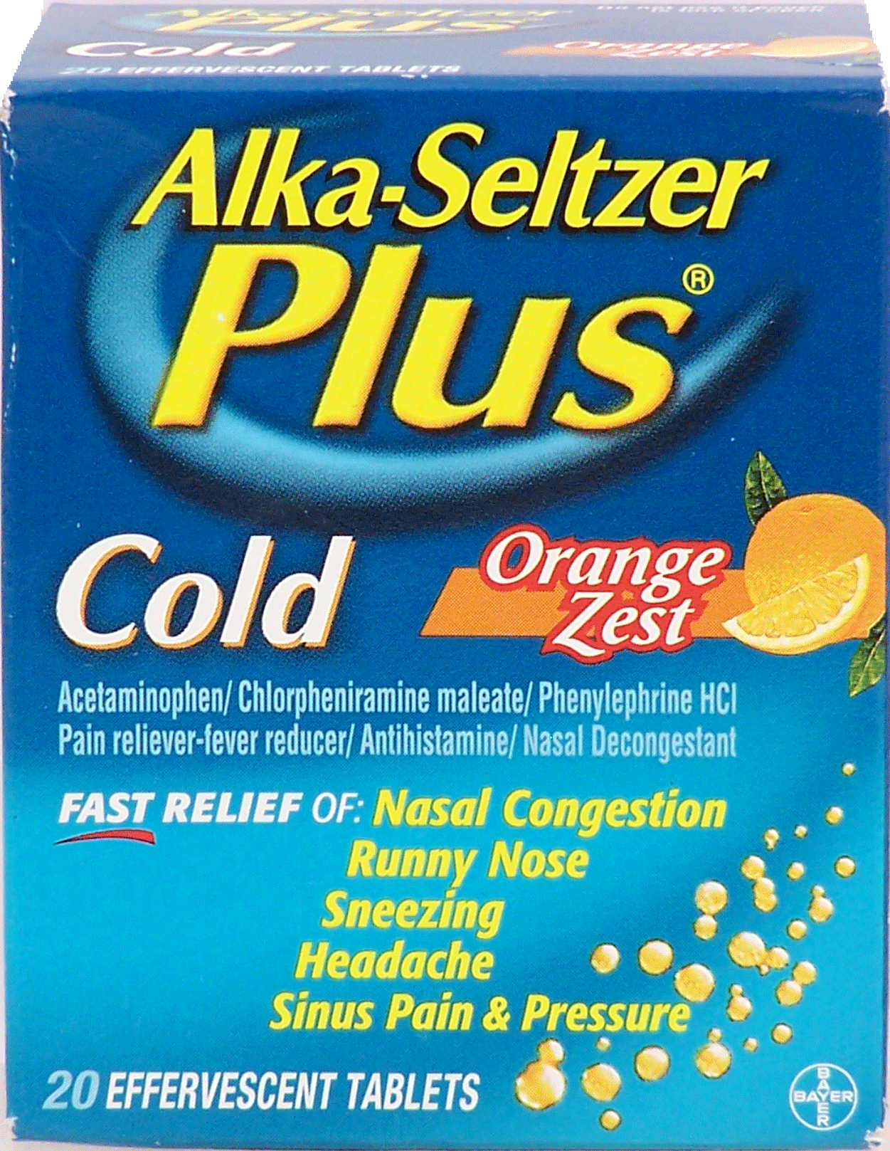 Alka Seltzer&nbsp;Plus&nbsp;cold medicine effervescent tablets orange zest flavor Full-Size Picture
